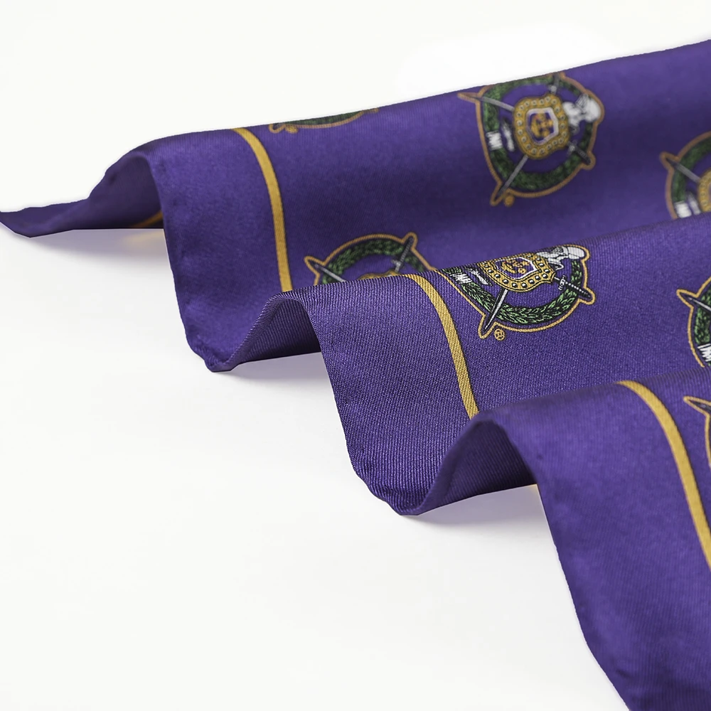 Custom Sorority Fraternity Pocket Square Silk OMEGA PSI PHI Purple Handkerchief Handmade Luxury OPP Pocket Square