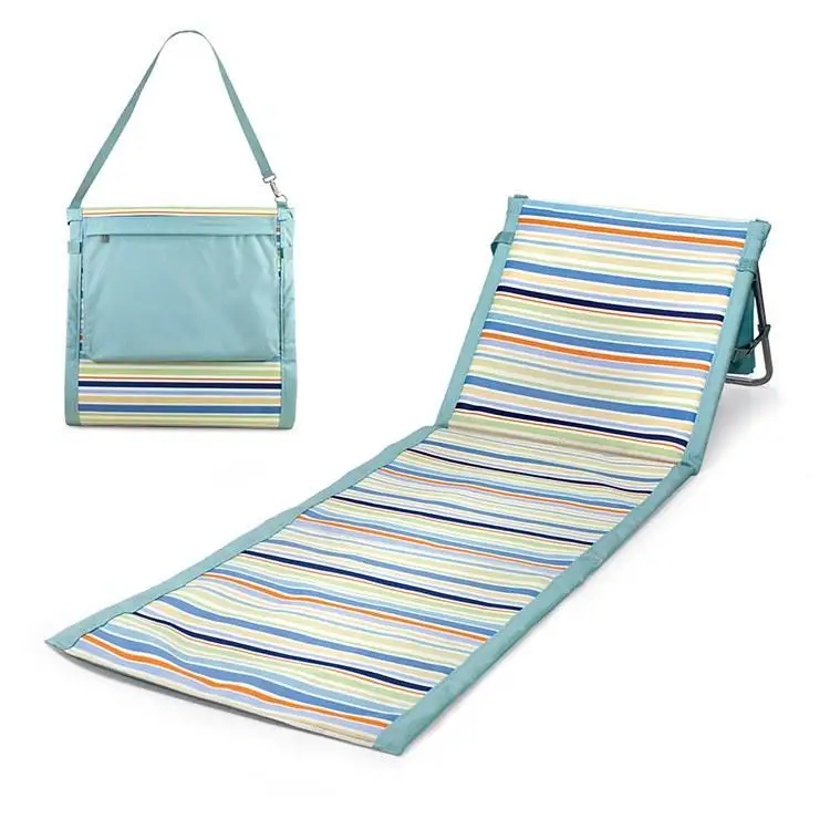 Color Strip Lightweight Padded outdoor foldable beach mat with Back Rest