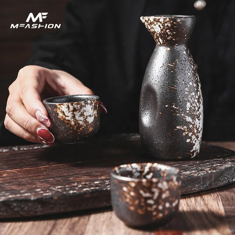 Mfashion china Japanese cheap retro 8.3oz porcelain ceramic Straight cup Sake pot Flagon wine Cup Set
