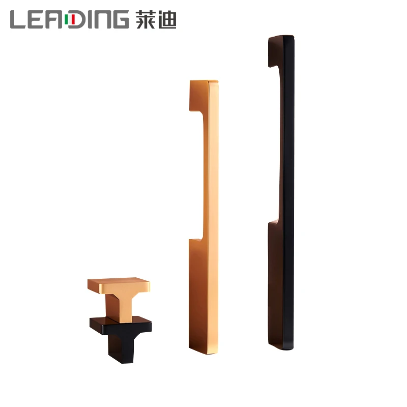Long Aluminum Alloy Cupboard Door Handle For Furniture And Cabinet Drawer Gold Pulls Supplier