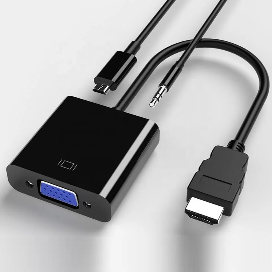 H-D-M-I Male to VGA Female Adapter Converter With 3.5mm Audio and USB Power Supply