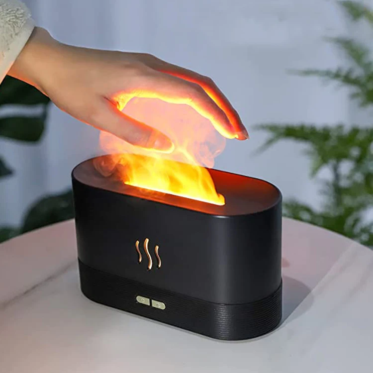 New Arrivals Portable 180ml Hotel Room Flame 3D Effect Diffuser Aroma Air Humidifier Ultrasonic USB Cool Mist Lamp for Wholesale