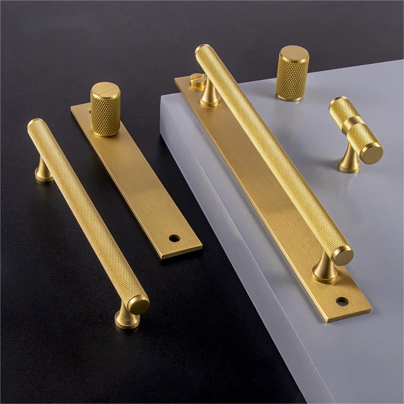 Customize Modern Copper Handles Knurling Minimalist Wardrobe Drawer Shoe Cabinets Door handles Black Gold Brass Handles