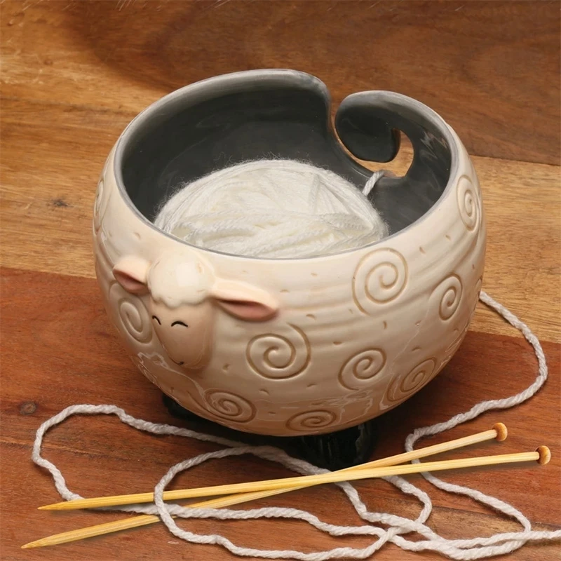 Creative Ceramic Animal Sheep Shape Yarn Bowls For Knitting