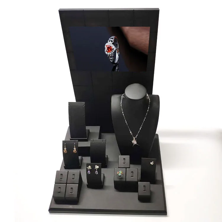 
China Travel Showcase Stand Rack Necklace Rustic Jewelry Wood Base Custom Jewellery Display Set Props 