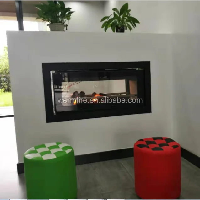 Warmfire Morden Design Double Door Big Glass Wood Fireplace Insert Stove