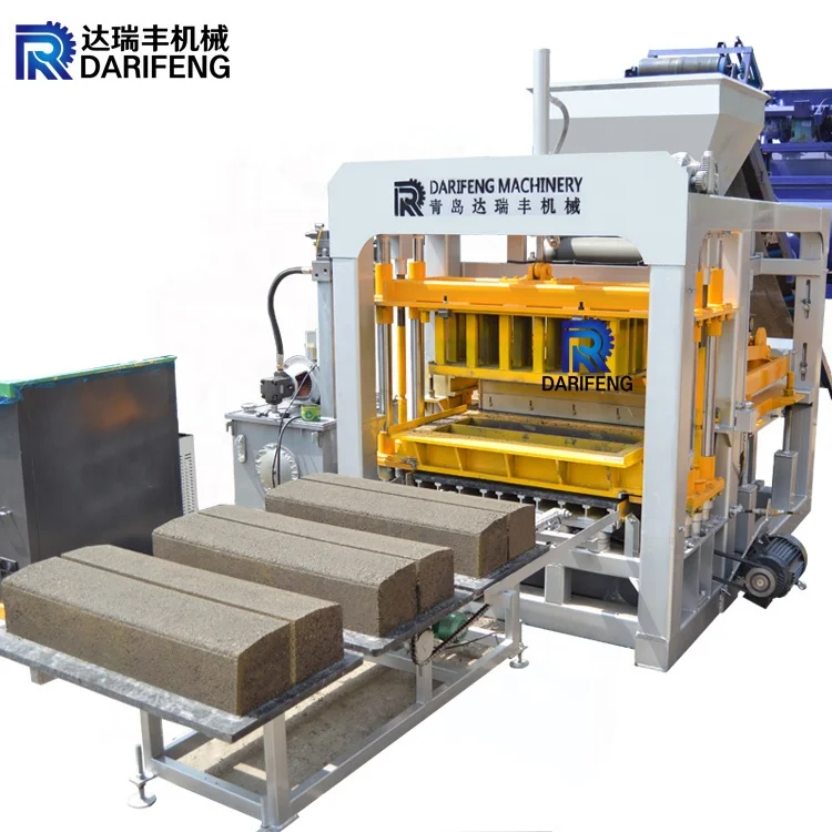 qt5-15 automatically foundation brick block interlocking concrete cement brick machinery kerbstone concrete curb making machine
