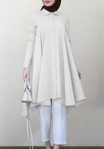 2021 мусульманская однотонная водолазка на пуговицах ласточкин хвост изогнутая Нижняя многоцветная женская блузка с длинными рукавами