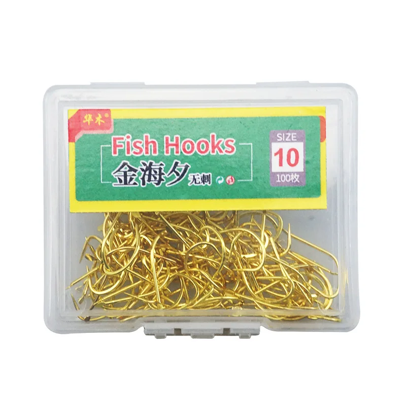 100Pcs/Box Freshwater Fishhook Sets Strong Fish Tackle Size #1-10 High Carbon Steel Circle Carp Fishing Hooks Set