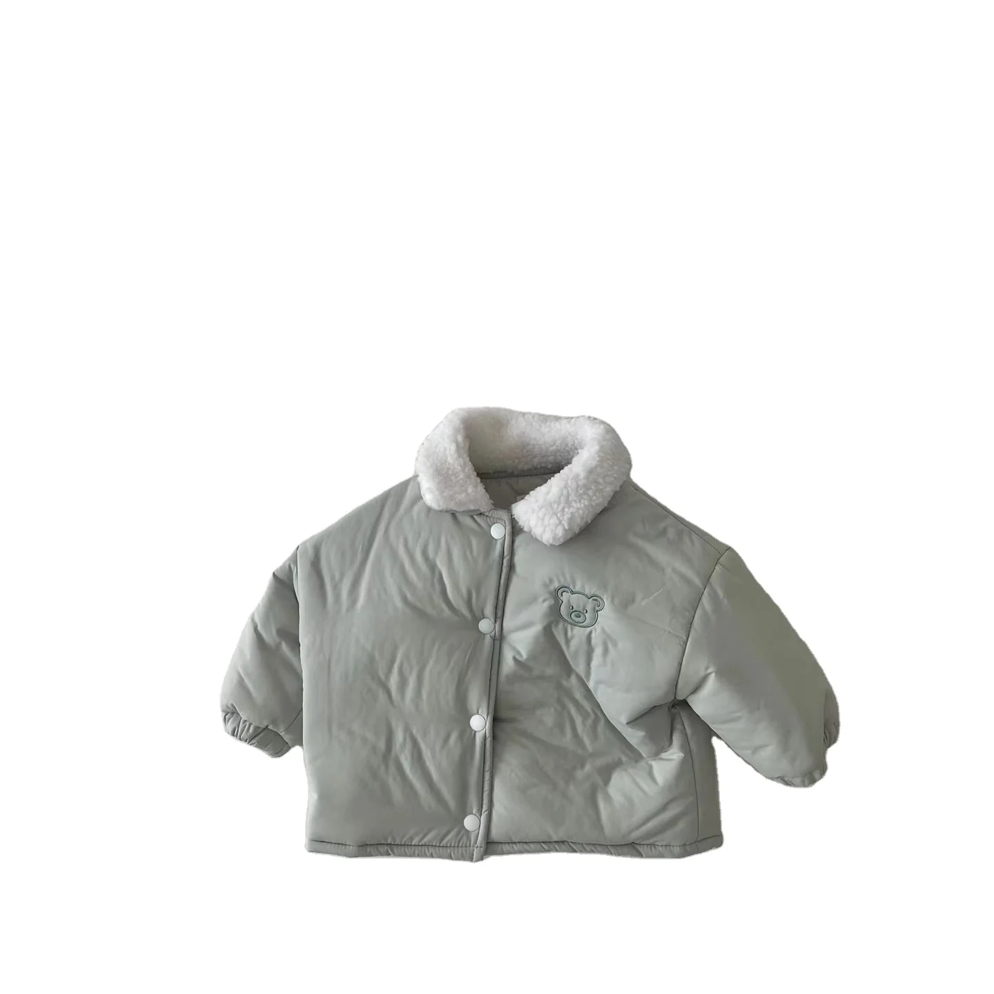 New winter cotton-padded jacket boy plus fleece coat girl plus thick integrated fleece padded jacket warm clip padded coat