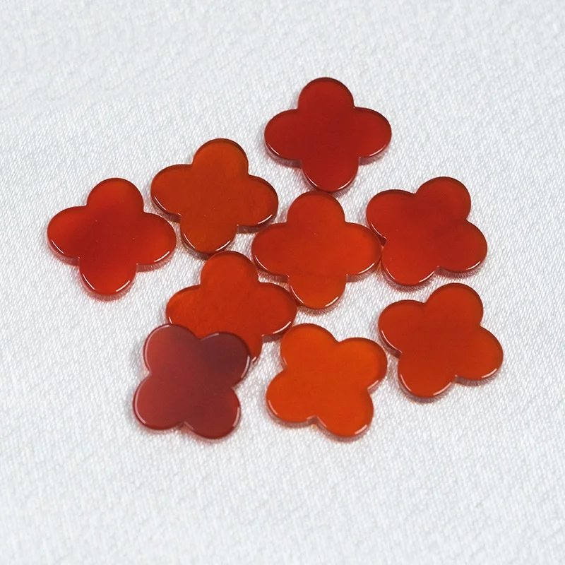 50 pcs/bag clover leaf stone red black green white mother of pearl red agate four leaf clover jewelry accessories
