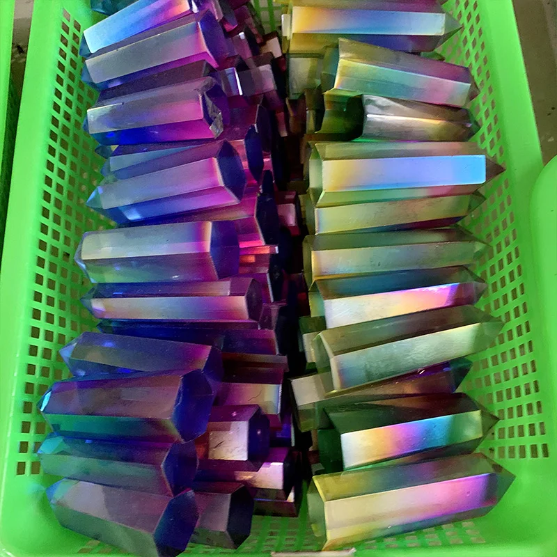 Wholesale artificial crystal angel halo titanium crystal rainbow titanium coated crystal tower