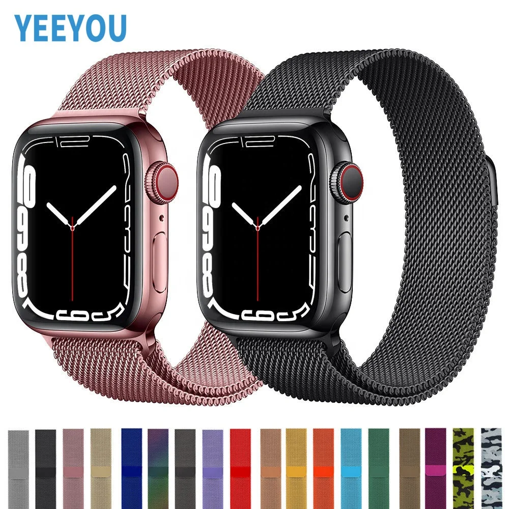 YEEYOU Magnetic Mesh Milanese Loop Stainless Steel Metal Bracelet Wristband Strap for Apple Watch Band iWatch Series 7 6 5 4 se