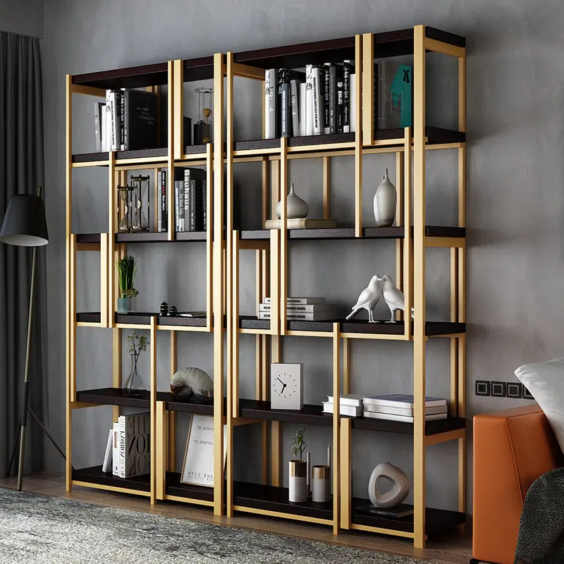 Hot Sale Black Gold Modern Metal Brushed Plated Stainless Steel Standard Bookcase