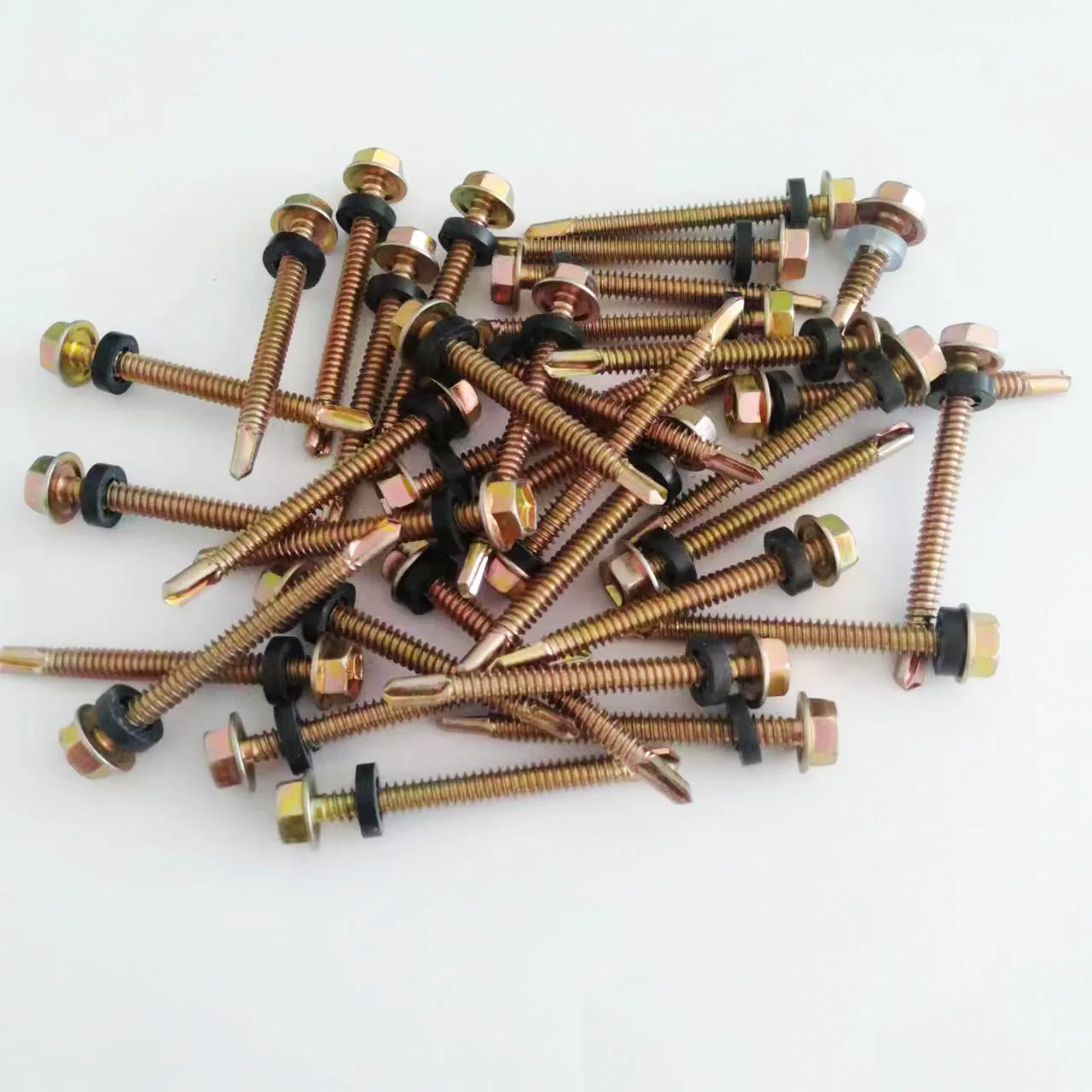 Hot-sale hex flange head self drilling screws yellow zinc plated