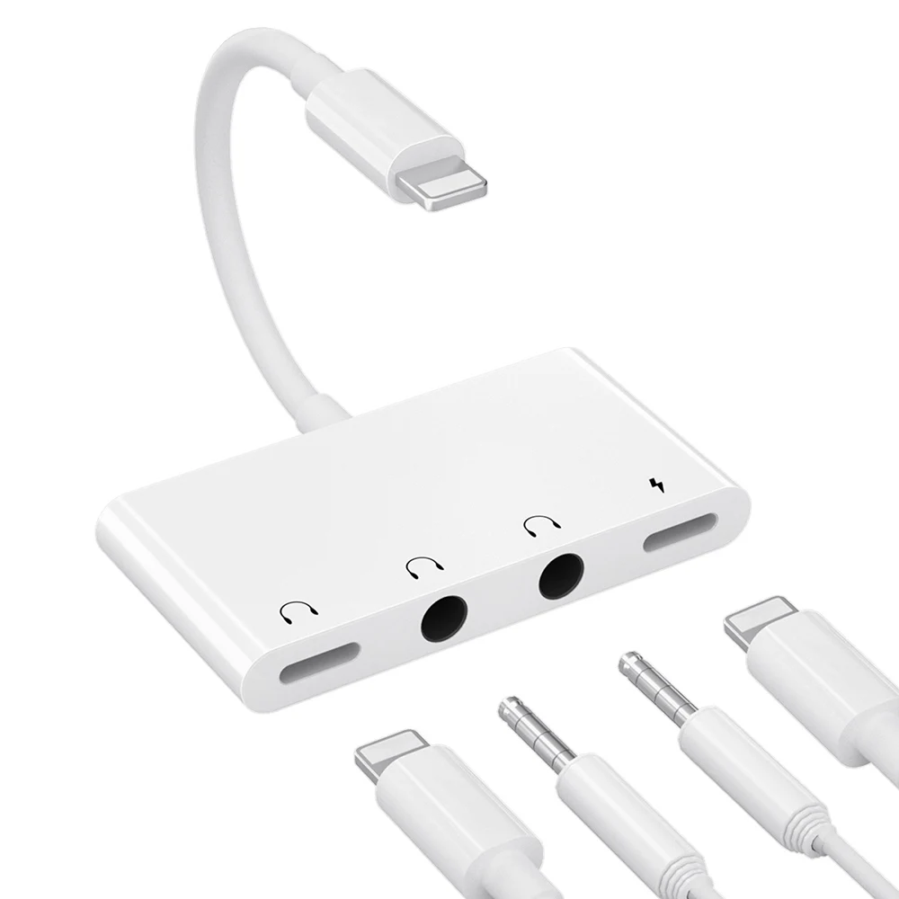 2 in 1 Audio Splitter Aux Connector 3.5mm Headphone Jack Adaptor Lighting to 3.5 mm audio jack Cable Adapter for iPhone
