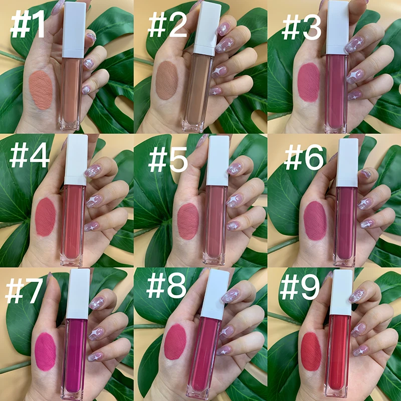  Cosmetic Vegan Matte Waterproof Lipstick Private Label Liquid Lipgloss Low MOQ Cruelty
