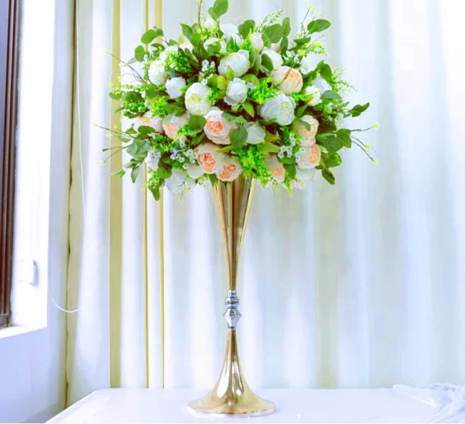 Золотые подсвечники 69 см/27 дюймов, Цветочная ваза, подсвечник, свадебное украшение, центральный стол, цветочный стеллаж, дорожный подсвечник