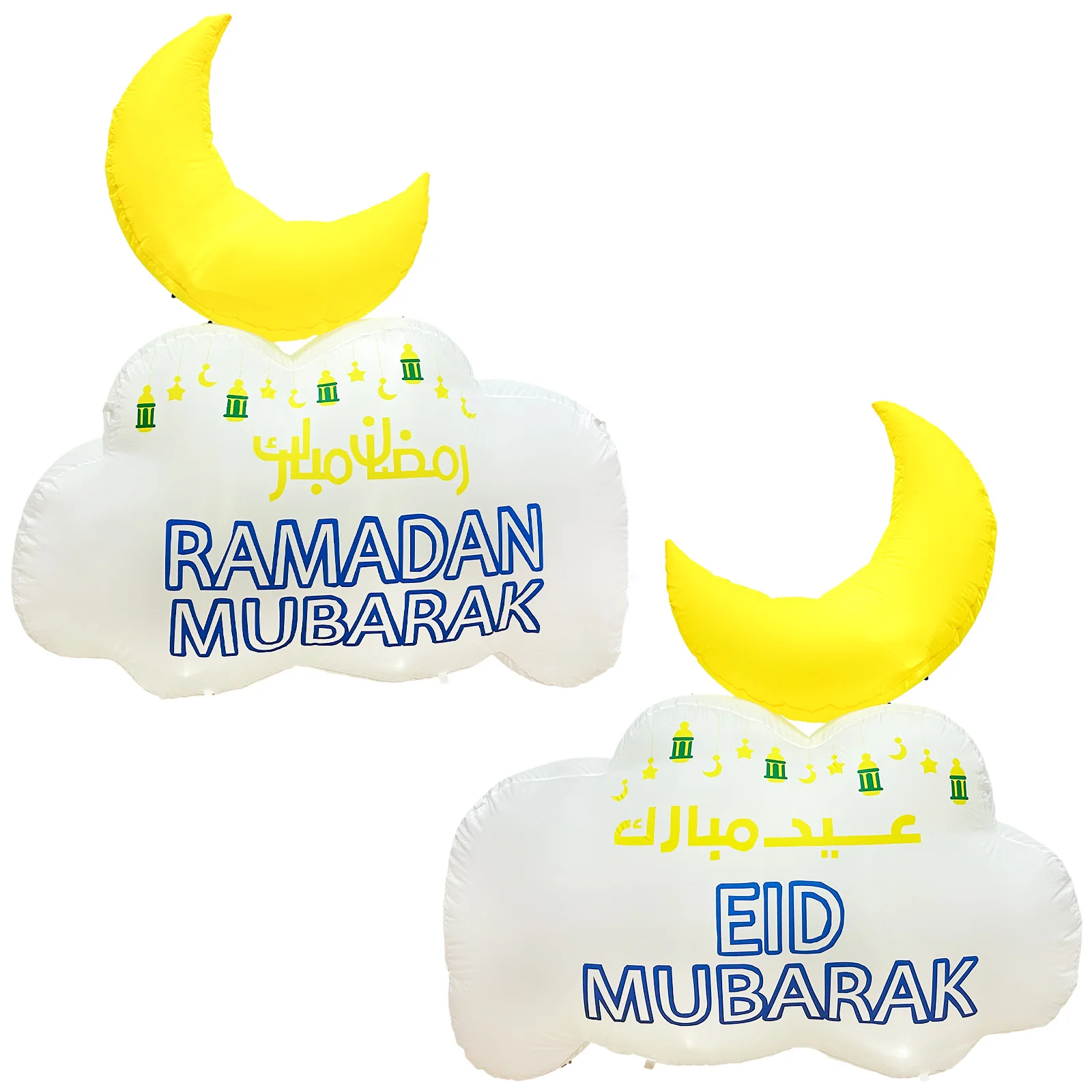 Ourwarm Outdoor Moon And Stars Ramadan Mubarak Inflatable Decoration Customized Eid Islam Inflated with Led