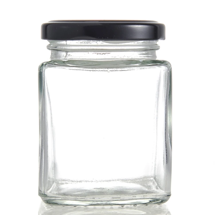 
Wholesale square empty 280ml Octagonal Glass Pet Bee Honey Bottle Jam Jar Bottle Storage Jar Glass Bottle 