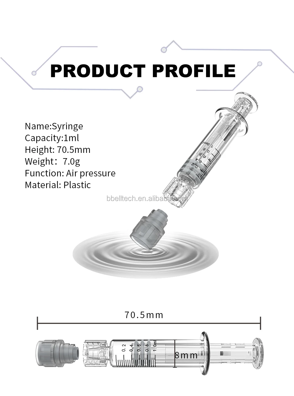 
Disposable Top Filling Syringe Prefilled Medical Grade Luer Lock 1ML Syringe 