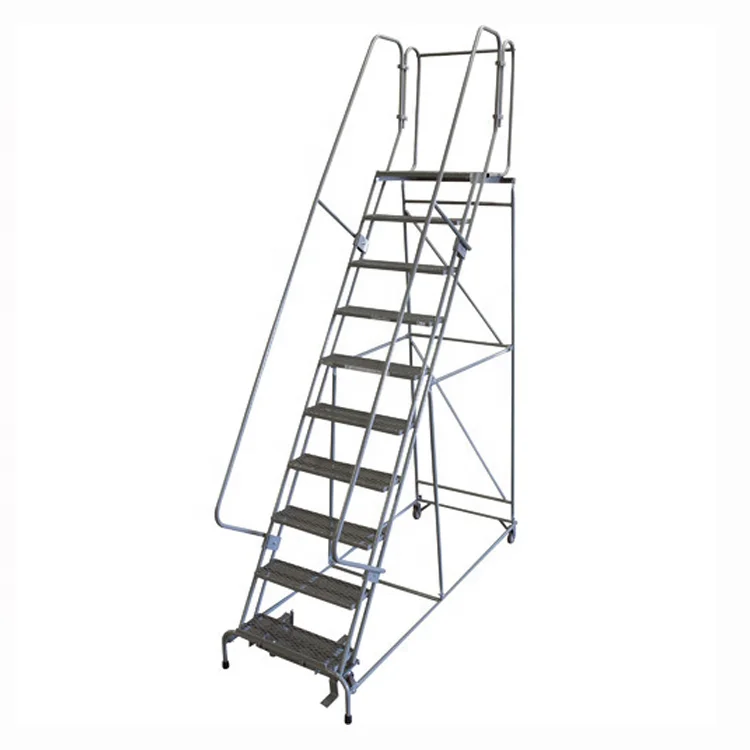 
Strong Metal shelf ladder with wheel for warehouse, Office, Supermarket 