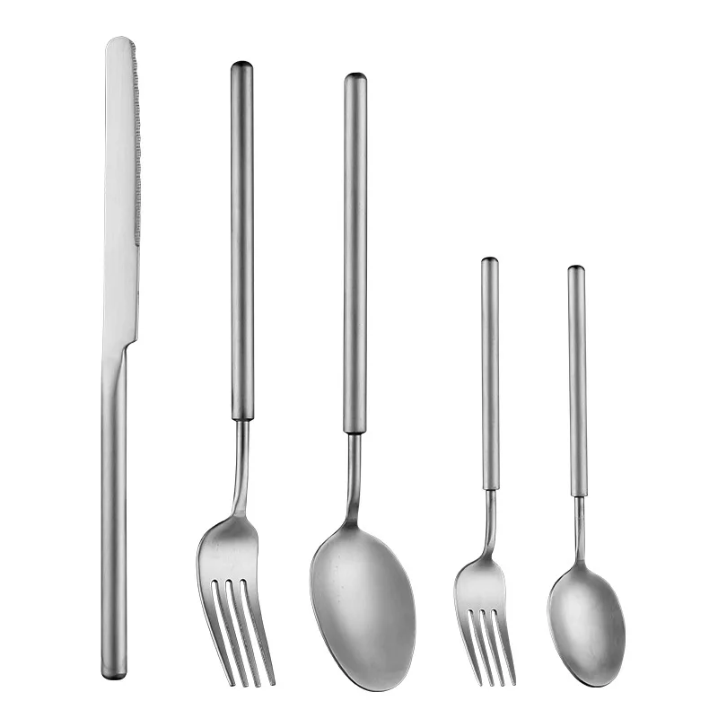 Hot Sell 304 Stainless Steel Cutlery Black Flatware Matte Knife Fork And Spoon Silverware For Restaurants