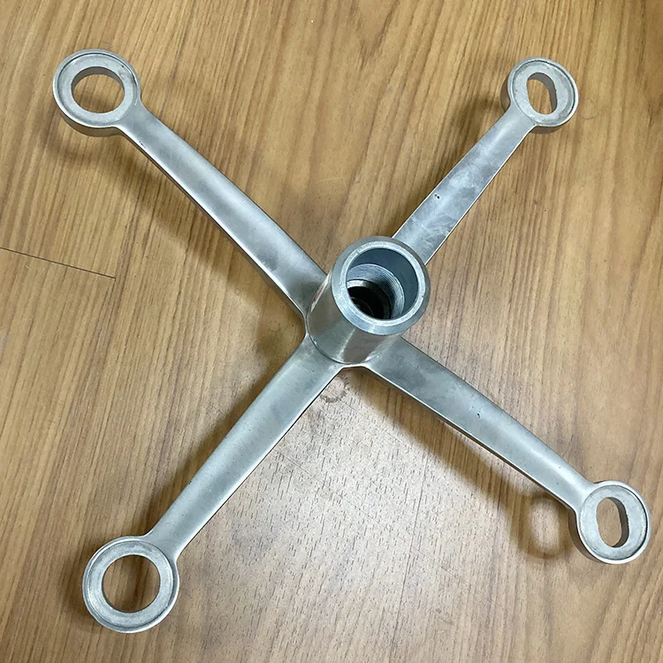 Stainless Steel Glass Canopy Spider Curtain Wall 4 Arms Glass Balustrade Railing Routel Connector Spider Fittings