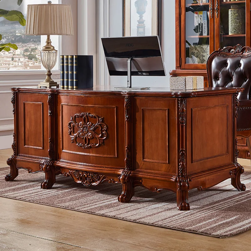 Factory supplies luxury boss office desk hotel hall furniture European style Antique president home office furniture