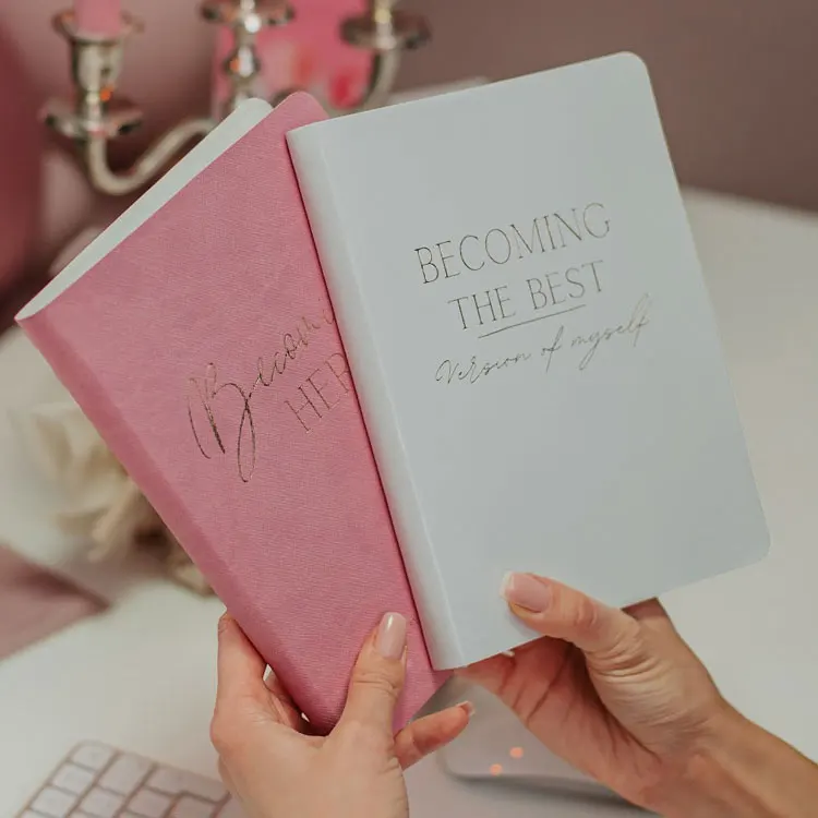 LABON Leather PU Gold Foil Cover Becoming Her Power Luxury Manifestation Journals Custom Logo Notebook