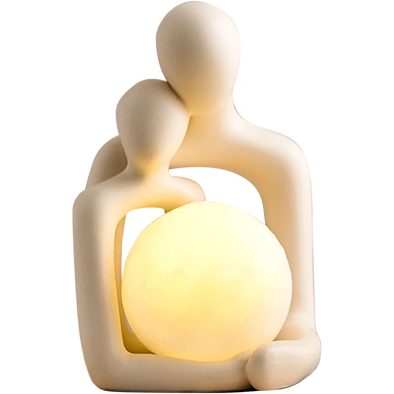 Home Decoration Ceramic LED Night Light Realistic Porcelain Human Body Hand Holding Ball Tabletop Knick-Knack For Christmas gift