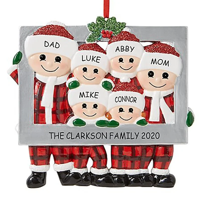 Q1446 Resin Christmas Tree Ornament Family Members Photo Frame Christmas Ball Tree Ornaments