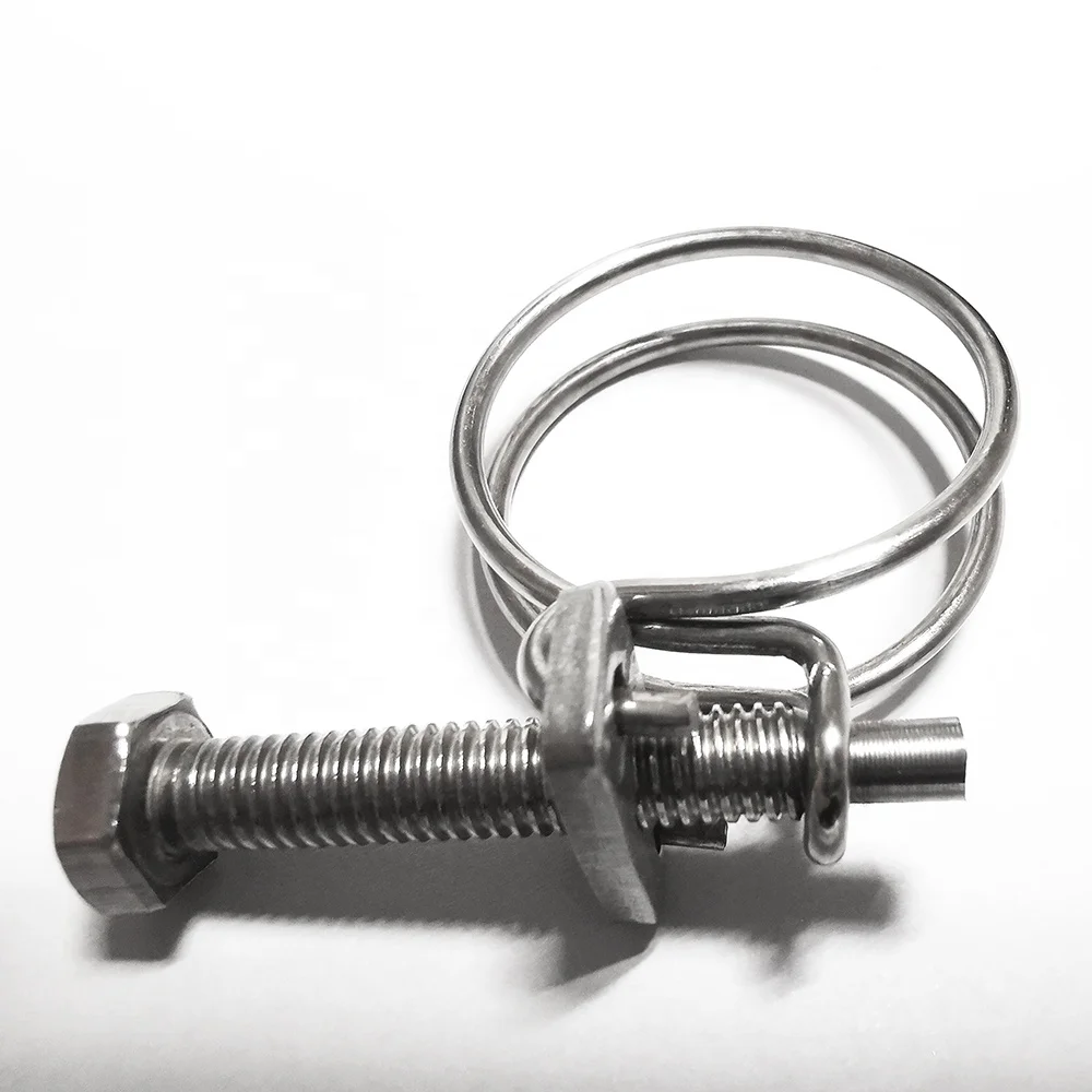 in Stock W1 Adjustable Strong Wire Clamp Clips Flexible Steel Ring Clips Double Wire Hose Clamps for Pipe Clamping