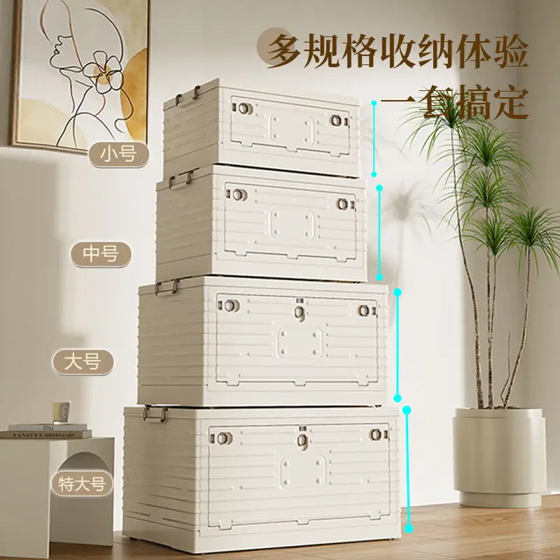 Stacking Foldable Plastic Storage Box Modern Rectangle Design Plastic Foldable Storage Box Side Open Folding Cabinet