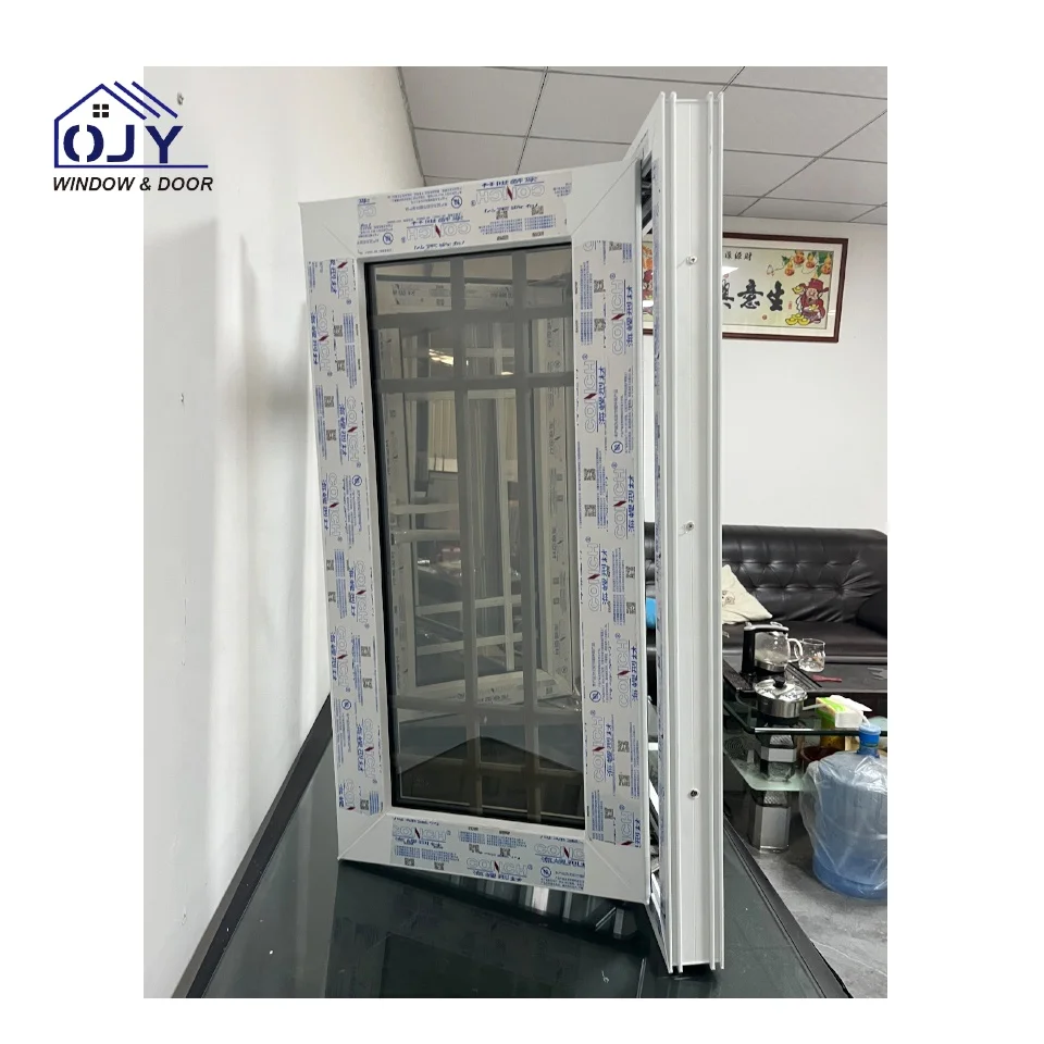 Conch profile style white upvc/pvc casement hurricane impact windows with grill