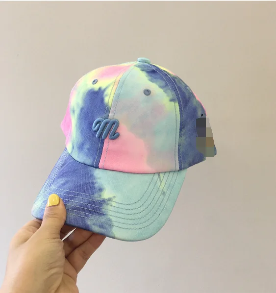 2021 New Fashion Bulk Outdoor Custom Your Own Embroidery Logo Dad Hat Washed Women Tie Dye Colorful Baseball Caps