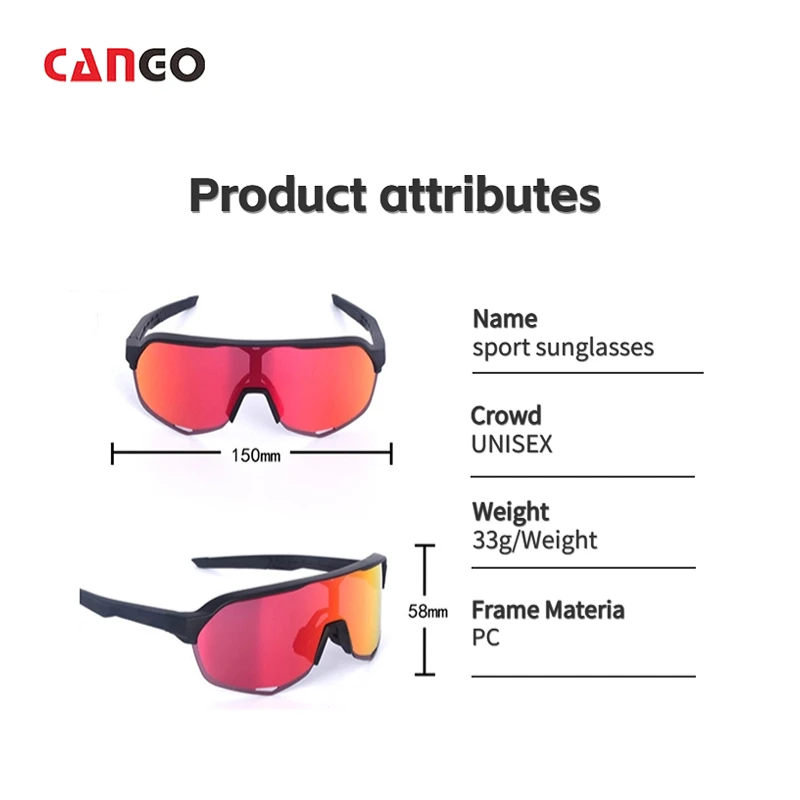 High quality true film Sports Sunglasses with 3 Interchangeable Lenses And packaging Mens Womens sport polarized sunglasses