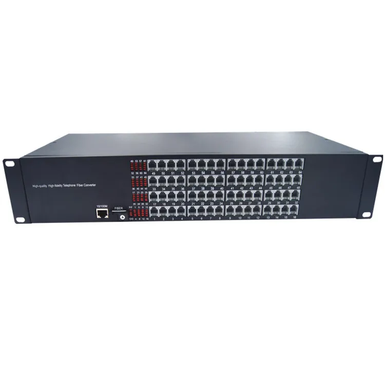 64port pcm multiplexer Telephone  phone line to fiber optic transmitter system