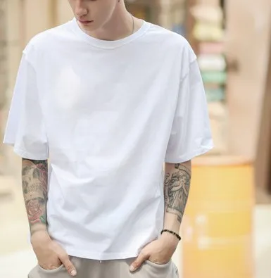 Hip-pop Style Over Sized Drop Shoulder Heavyweight Cotton Plain Design T-shirts