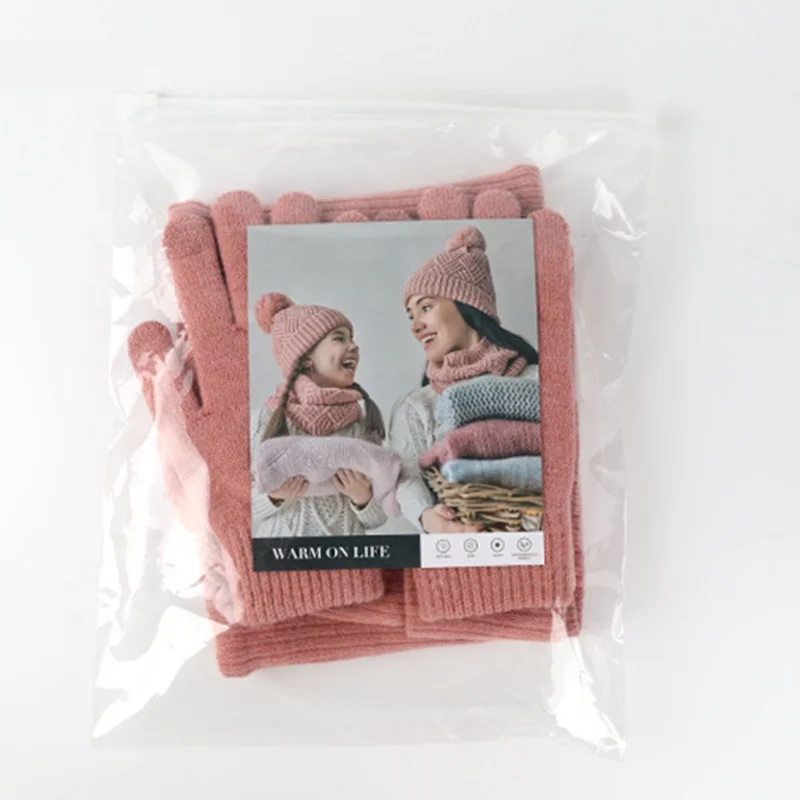 Set of 3 Scarf Hat Gloves Suit Alpaca Wool Warm Hat Neck Gloves Windbreak Knit Hat