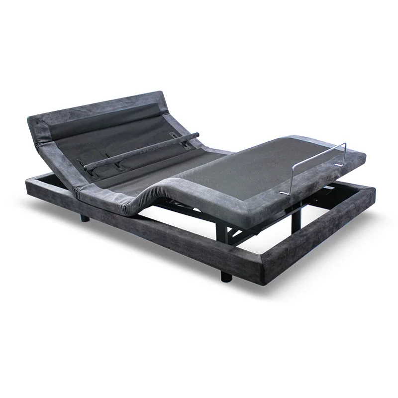 Head Tilt Lumbar Support Electric Adjustable Massage Bed Base with Under Lighting Usb Charging Port