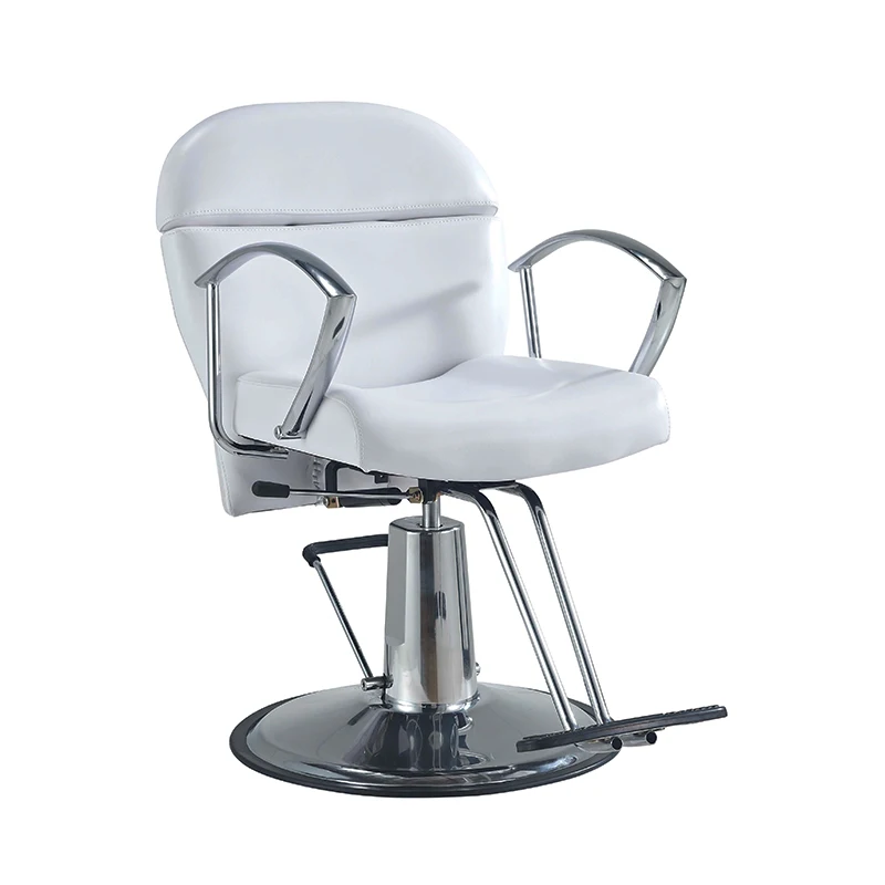 Pure white synthetic leather hydraulic pump rotate height adjustable hairdressing salon furniture reclining barber chair