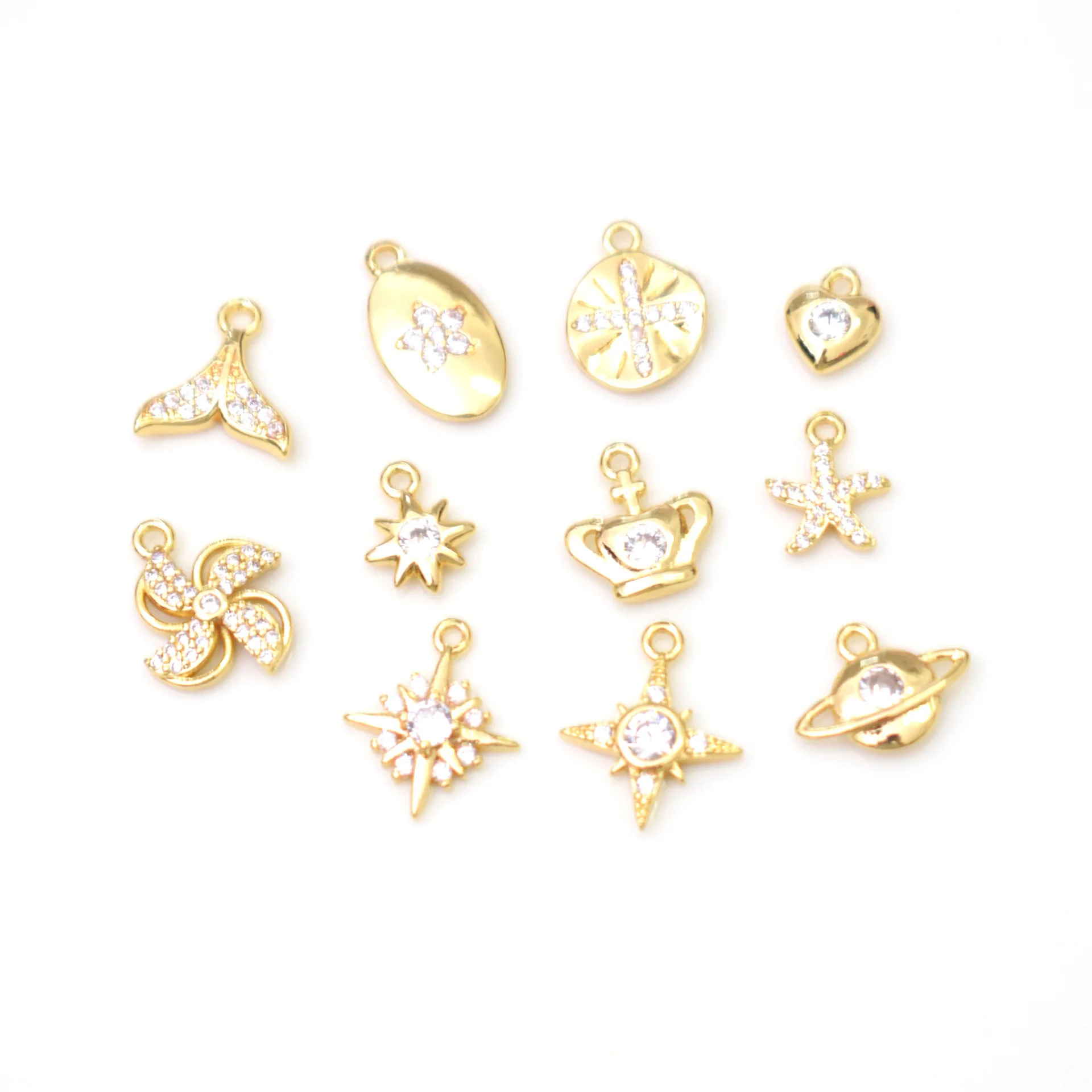 Designs fishtail butterfly Animal Accessories Micro Pave Zircon Gold Charm Bracelet charm for bracelet