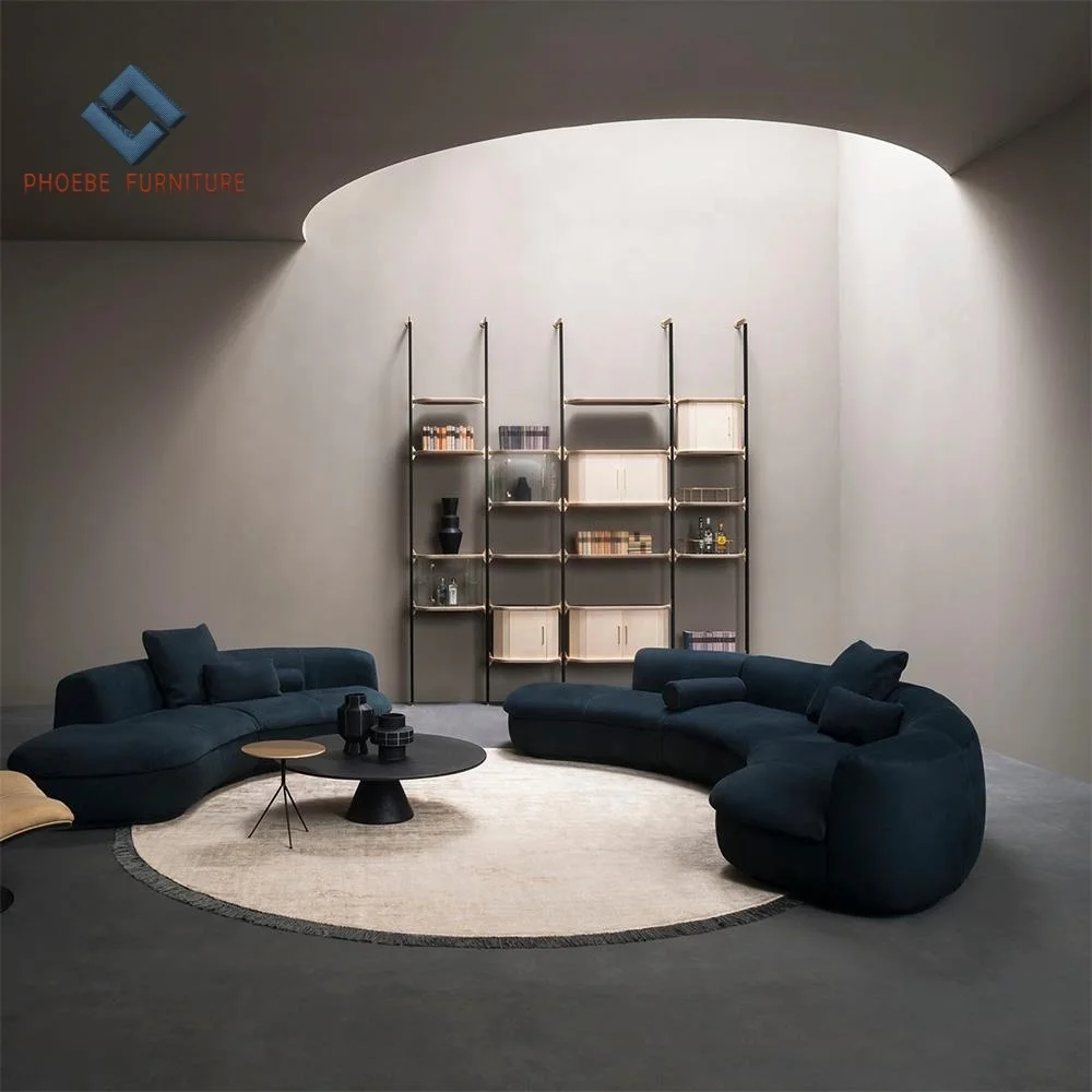 European sectional genuine leather half moon sofas living room made in guangdong