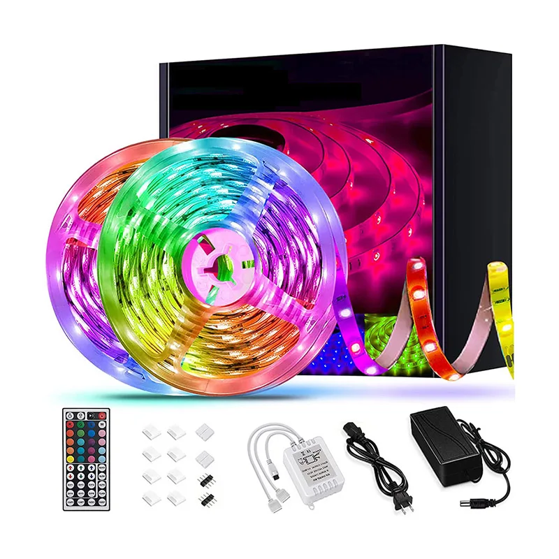 Hot Selling 12V 50ft  5050 RGB Music Sync Color Changing Remote App Control Flexible Smart Led Strip Light