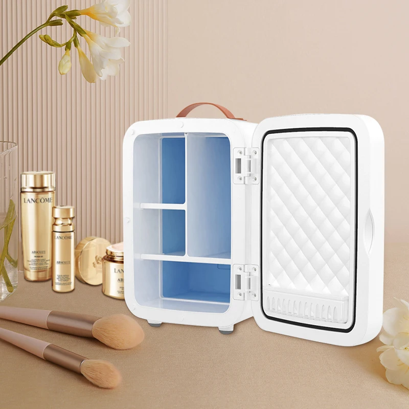Mini Refrigerator 8L LED Light Thermoelectric Cooler Personal Beauty Fridge With Mirrored Door