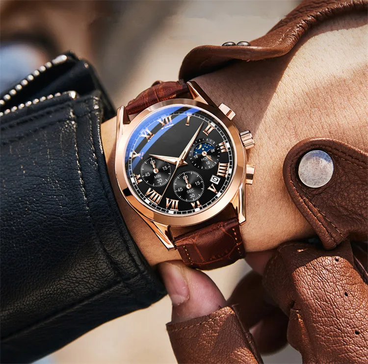 Luxury Men Watches Luminous Multi-function custom watch chronograph Business casual quartz watches