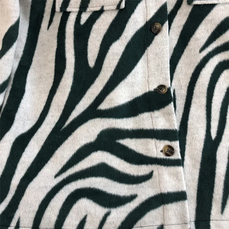 2024 Latest Fashion Girls Jackets Casual Coat Woolen Zebra Pattern Winter Jacket For Daily Wear