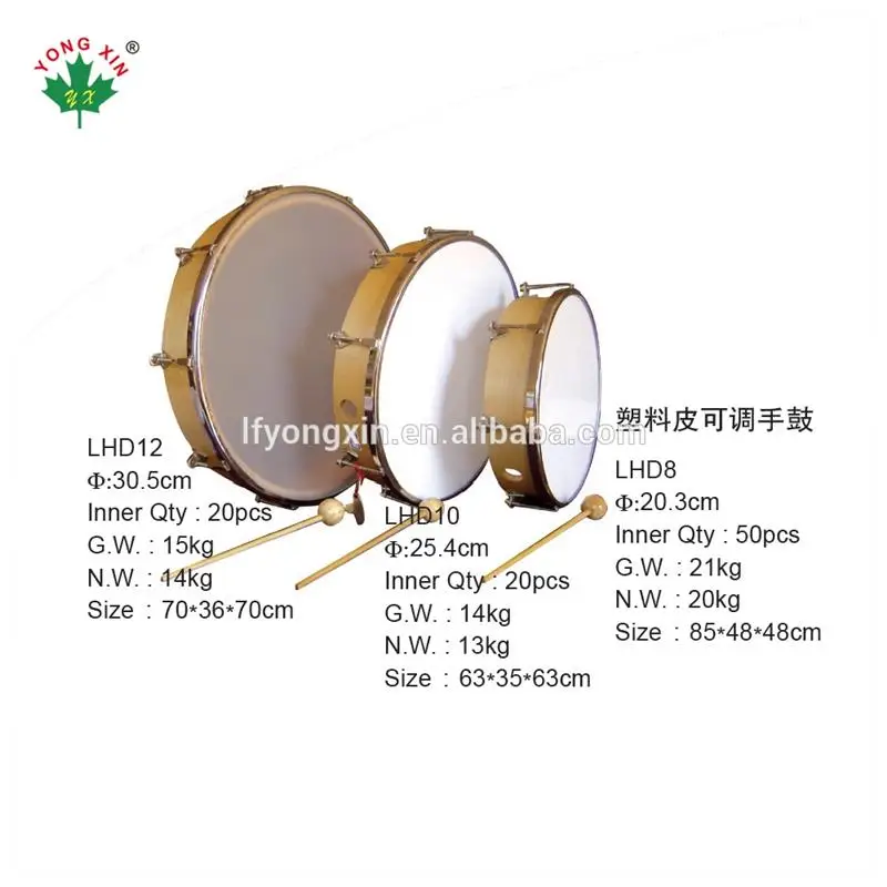 Best selling product traditional Plastic skin wooden toy tambourine and drum hand