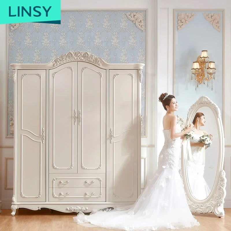 Linsy Vintage Bedroom Set French Style White Weardrobe Wardrobe Bedroom Furniture Room Wardrobe Bedroom The Luxury Closet KD620H